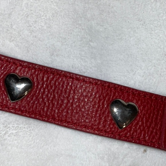 Heart dog collar genuine leather size 20” red - Picture 3 of 8